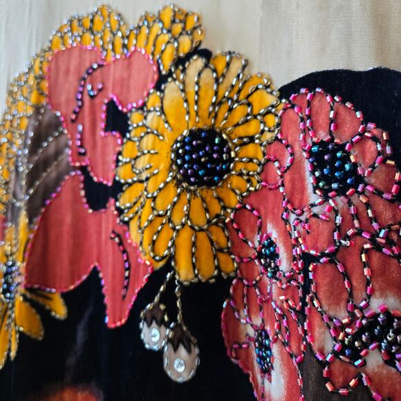 Frida Kahlo Vintage Silk Velvet Beaded Long Duster Kimono Cinco de Mayo One Size - Picture 10 of 16
